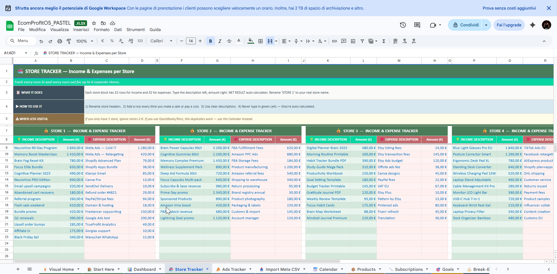 Store Tracker — P&L per store